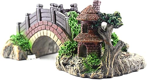 Miniatura 4 de BCSIUHD Adorno de acuario  Pabellón árbol pecera decoración de puente de resina de polietileno decoración paisaje decoración pecera adornos