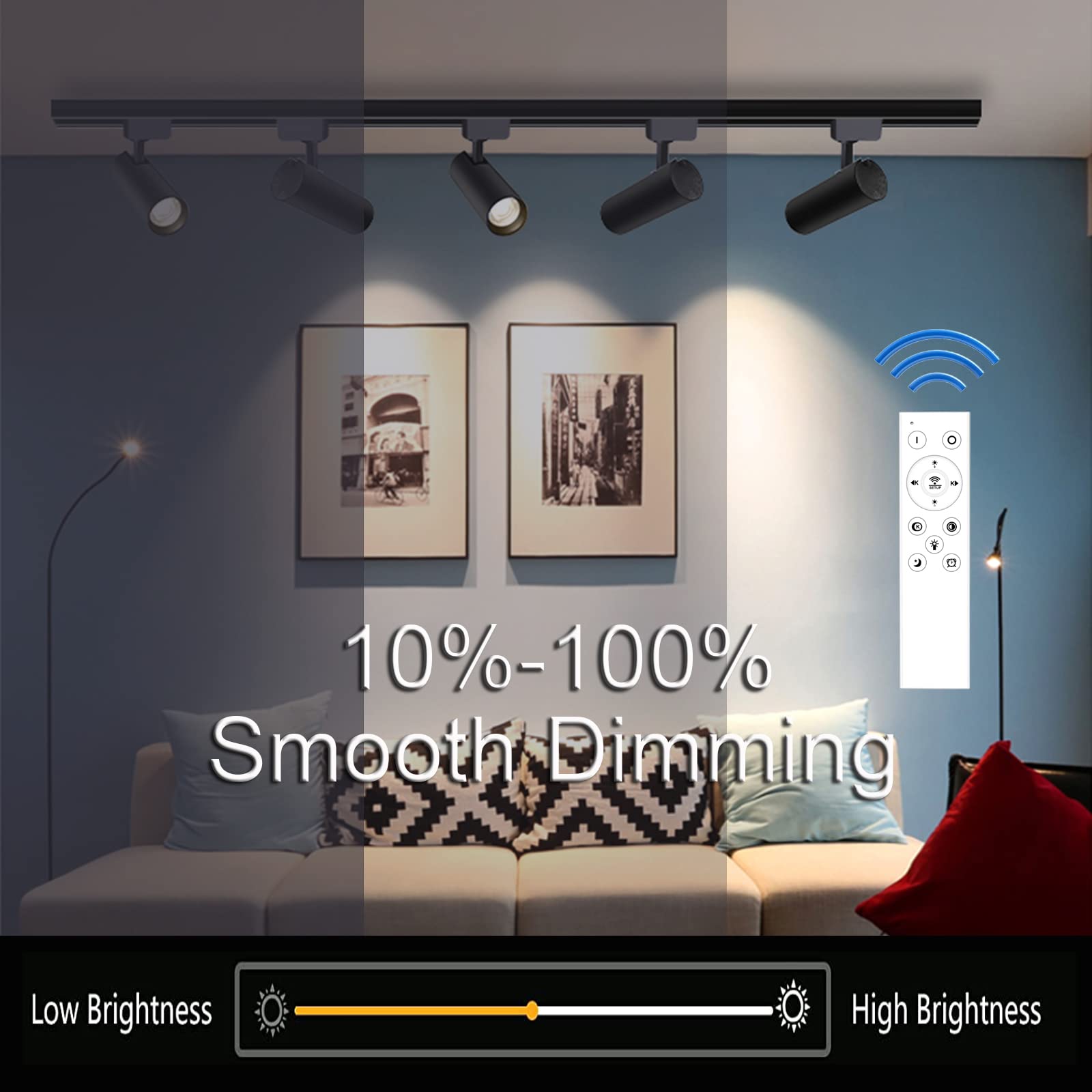 STEAIRE LED Track Lighting Heads, Dimmable H Track Lighting Heads, Bright Spotlight Fixtures for Kitchen, 3000K 4000K 5000K Adjustable, Flicker Free CRI90+ 15W Black - 3 Pack