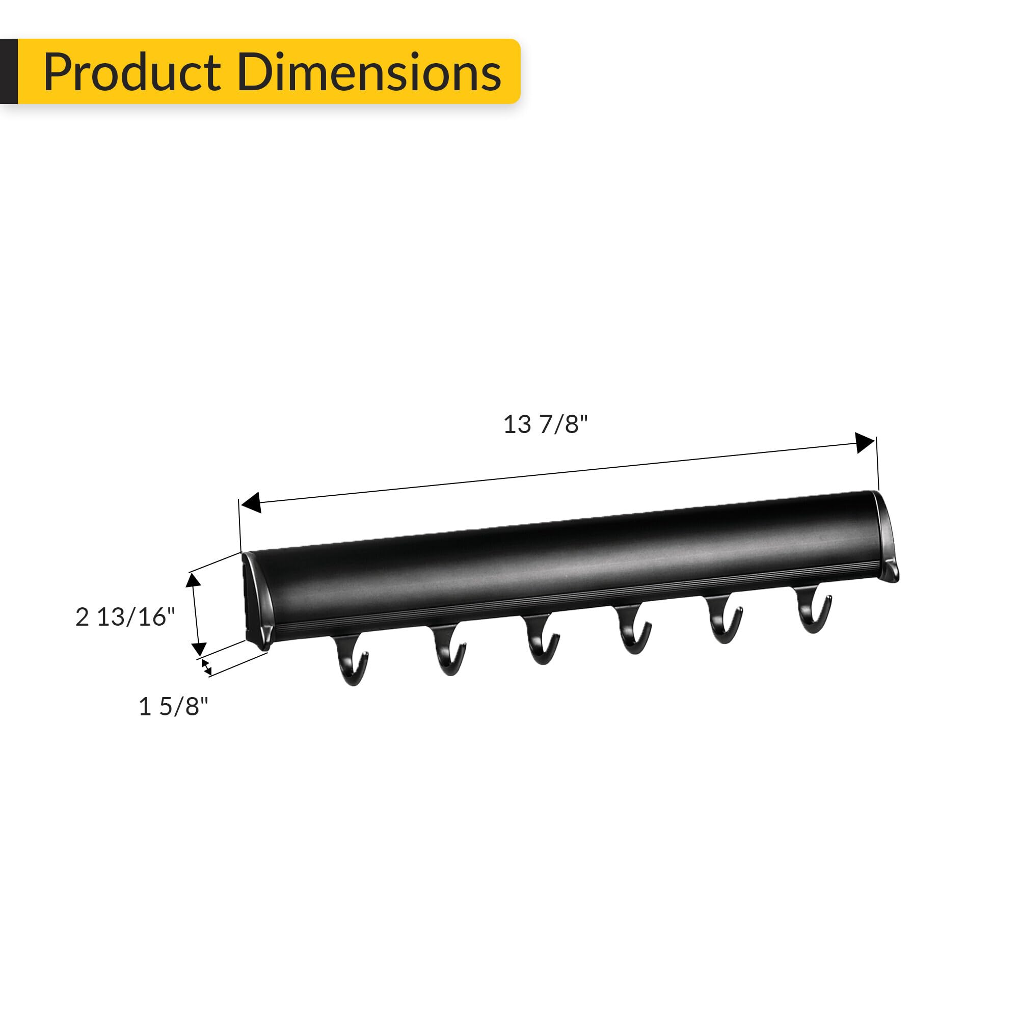 Brixwell QIL2-001 Belt Rack, 6 Hook with Full Extension Slide Black Finish