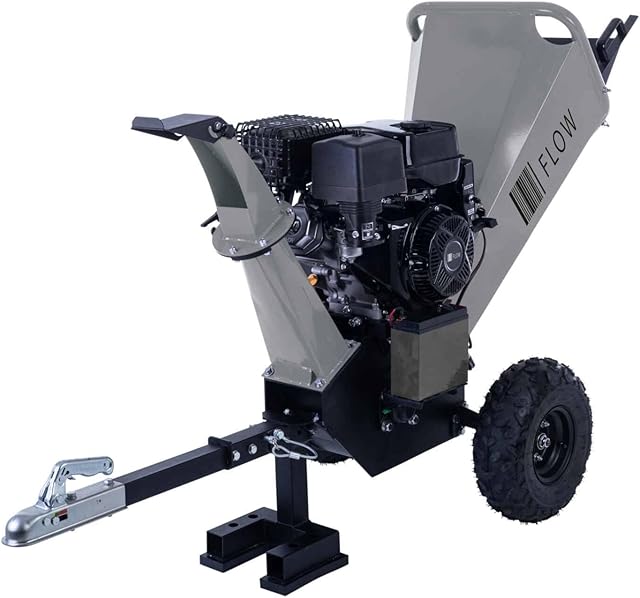 FLOW Benzin-Messerhäcksler FL-BGH42 FLOW | 4-Takt-Benzinmotor 9 kW / 12 PS mit 420 cm³ | Schnittstärke 120 mm | 2x Wendemesser mit einer Drehzahl von 2530 min-1 — Häcksler