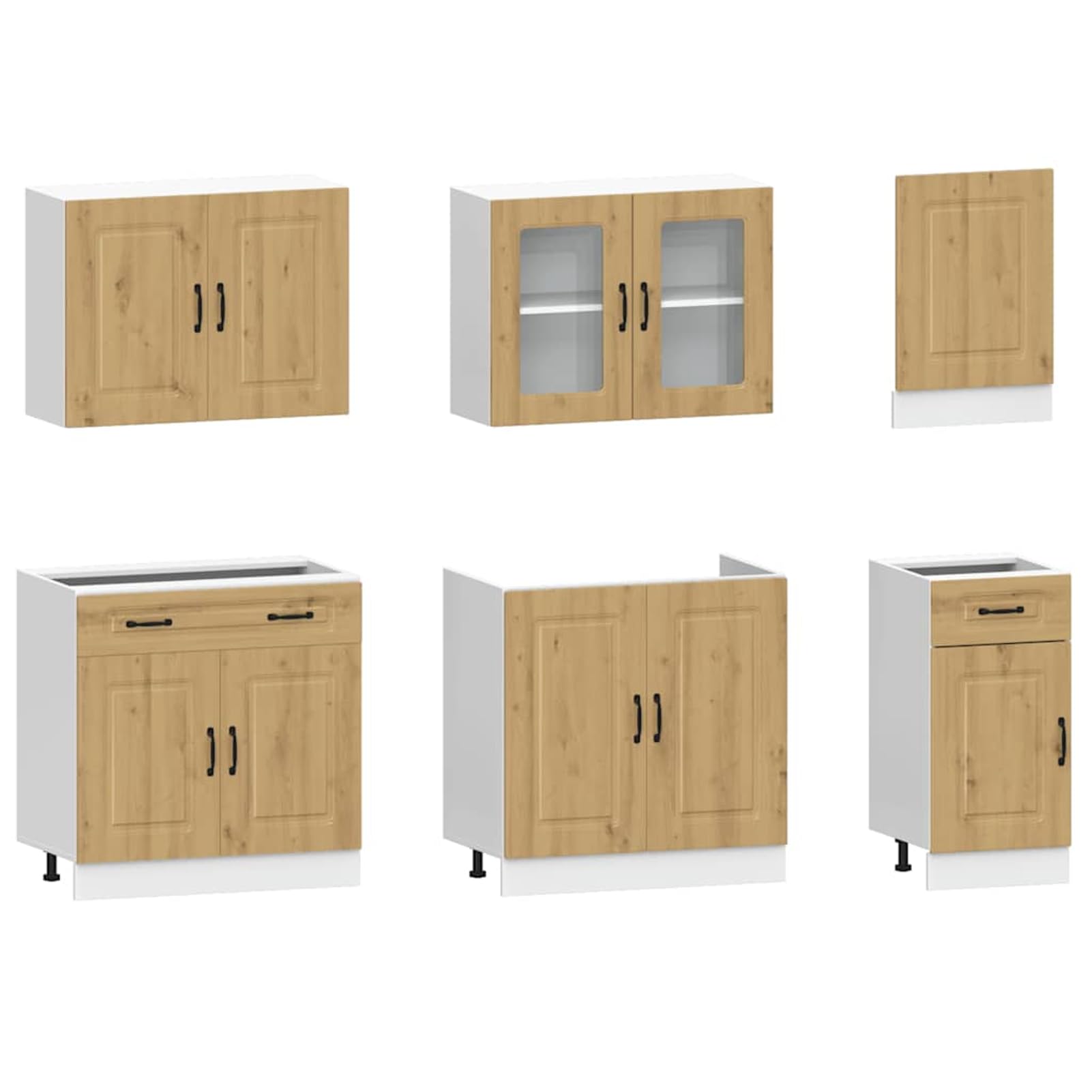 Gecheer Set Mobili da Cucina 7 pz Kalmar Rovere Artigianale TruciolatoCucina completa
