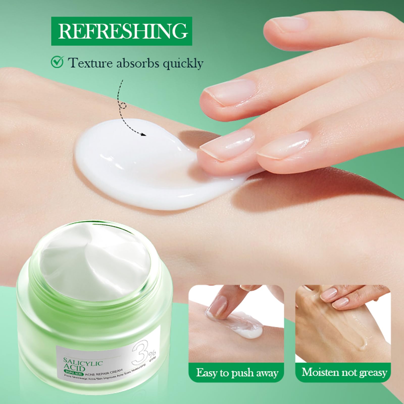 Natural Face Serum + Face Cream, With Salicylic Acid, Acne Repair, Facial Cream, Anti-Aging Moisturiser - Image 4
