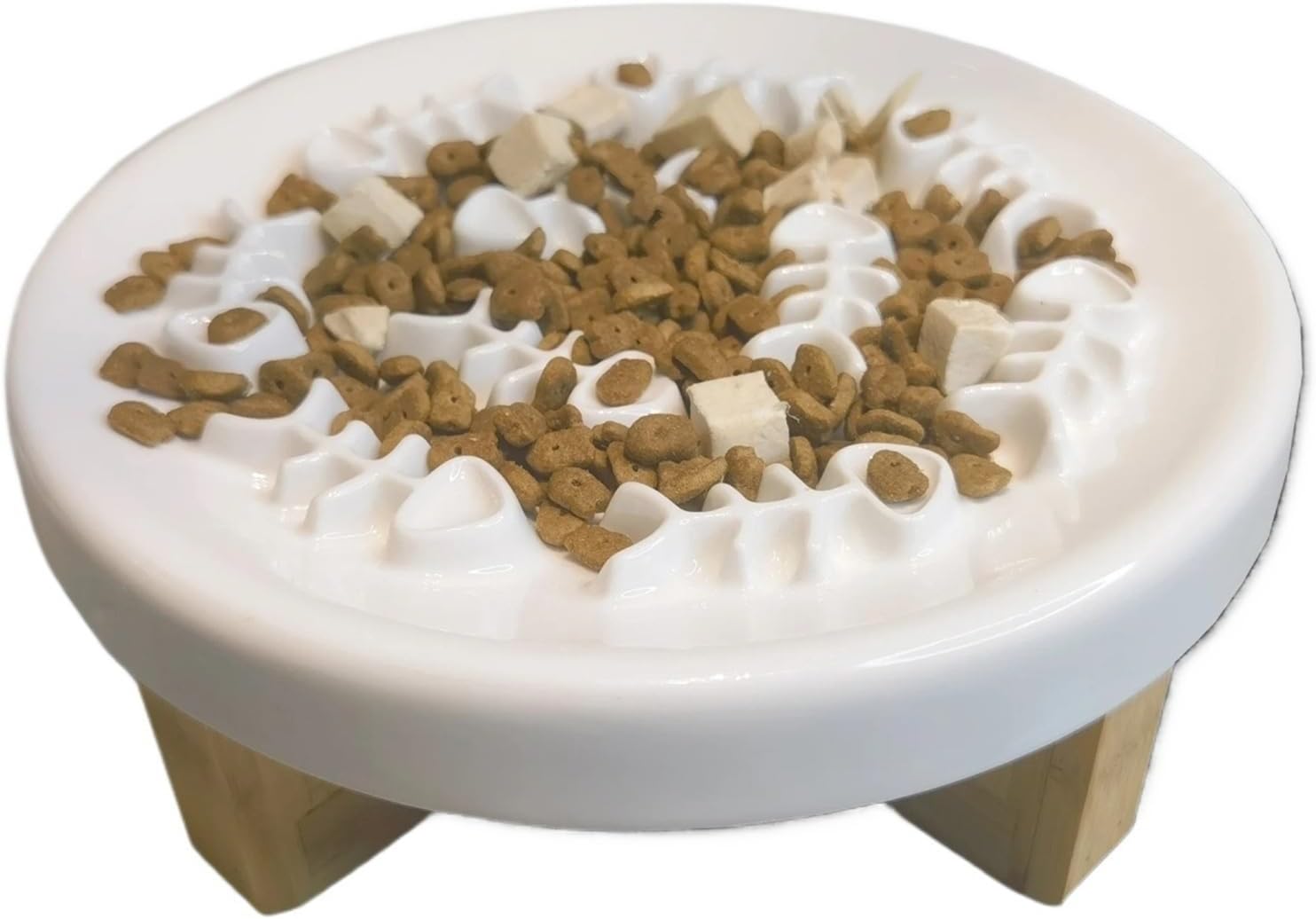 Compatible for Oitabi Ceramic Elevated Slow Feeder Bowl with Stand, Puzzle Feeder for Cats Dogs Kittens(Fish Shape)