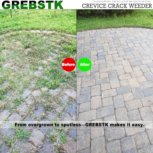 GREBSTK Crack Weeder Crevice Weeding Manual Stainless Steel Gardening Tool | L-shaped blade, razor-sharp hardened, rust-resistant, comfortable handle, 13in, for sidewalk cracks, driveway gaps, edging