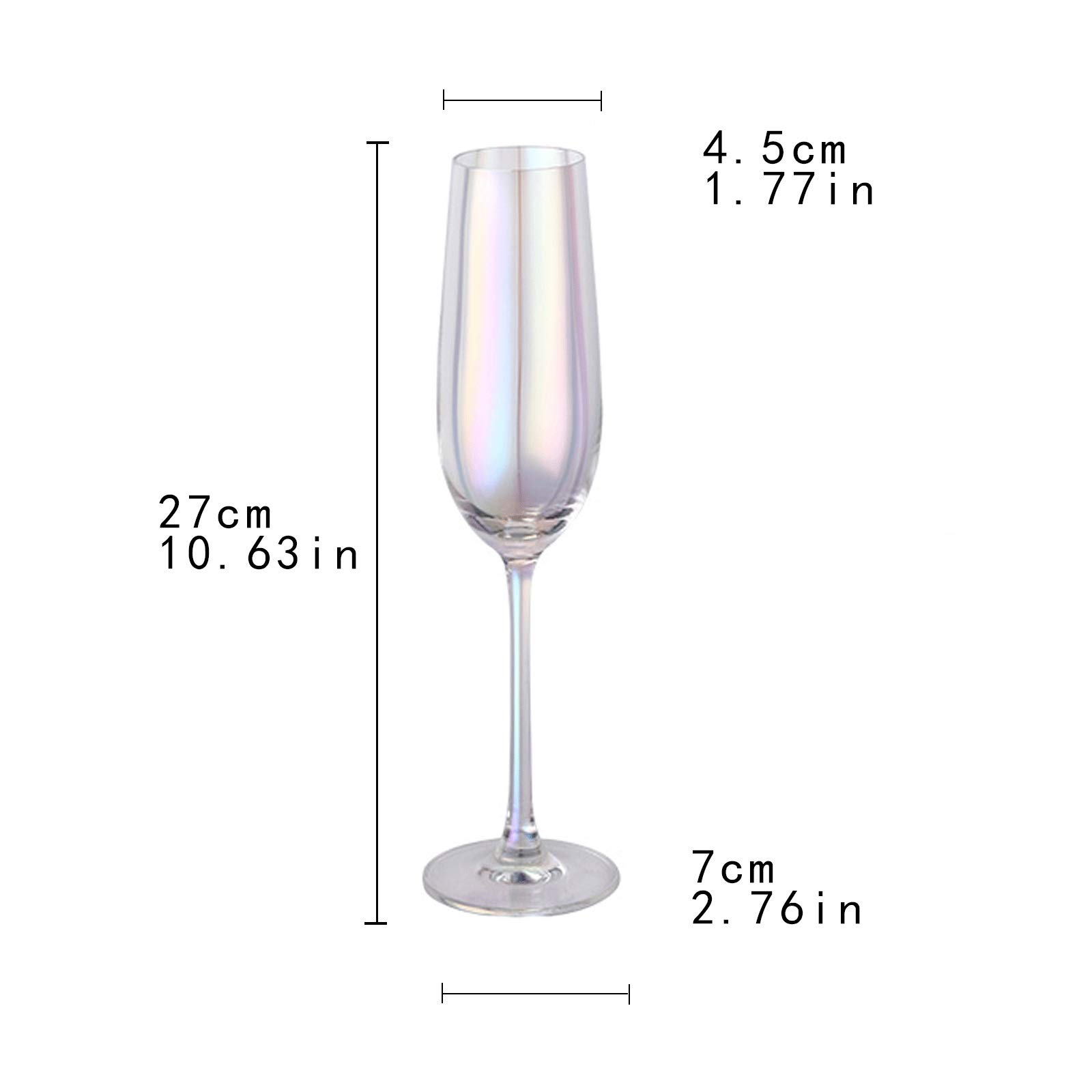 Bicchieri da Champagne Arcobaleno Cristallo Rosso Vino Vetro colorato Vetro Champagne Occhiali Luce Luxury Goblet 6 Pack, Ideale for Bar a casa, Occasioni Speciali. Flute da Champagne