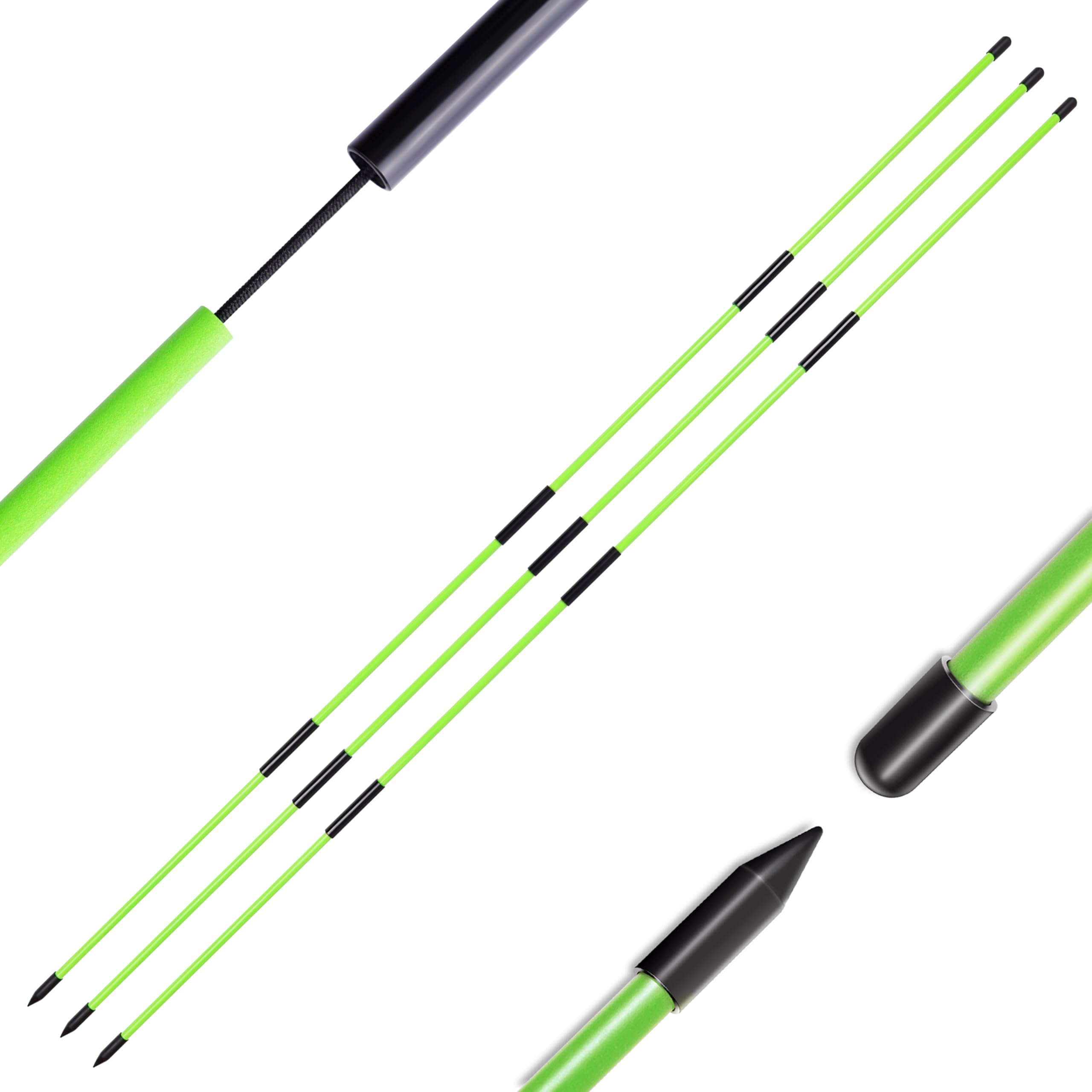 CHAMPKEY 3-Pack Collapsible Golf Alignment Sticks 46" - Professional Training Aid for Aiming, Putting & Posture Correction (Green, 46")