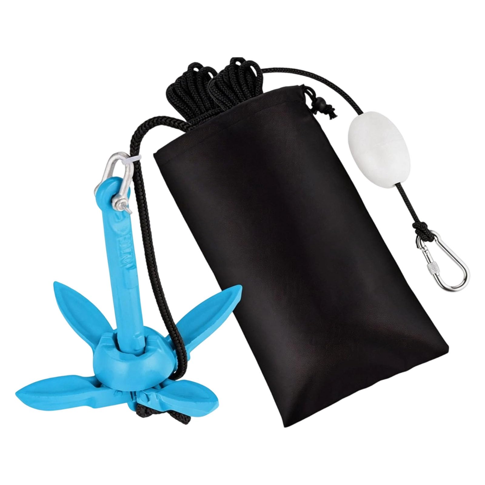 Set di ormeggio compatto pieghevole con grado marino, blu | Include borsa portatile da 30,5 cm, sistemi di ormeggio per barche per attività in acque poco profonde, corda di grado marino