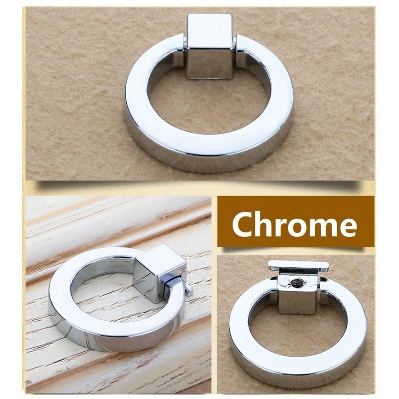 MiJunHD Cabinet Pull,Cabinet Knobs Single Hole Ring Door Handles Furniture Cupboard Dresser Wardrobe Handles Drawer Handles Hardware with Screws (Chrome-1 Piece) - Image 3
