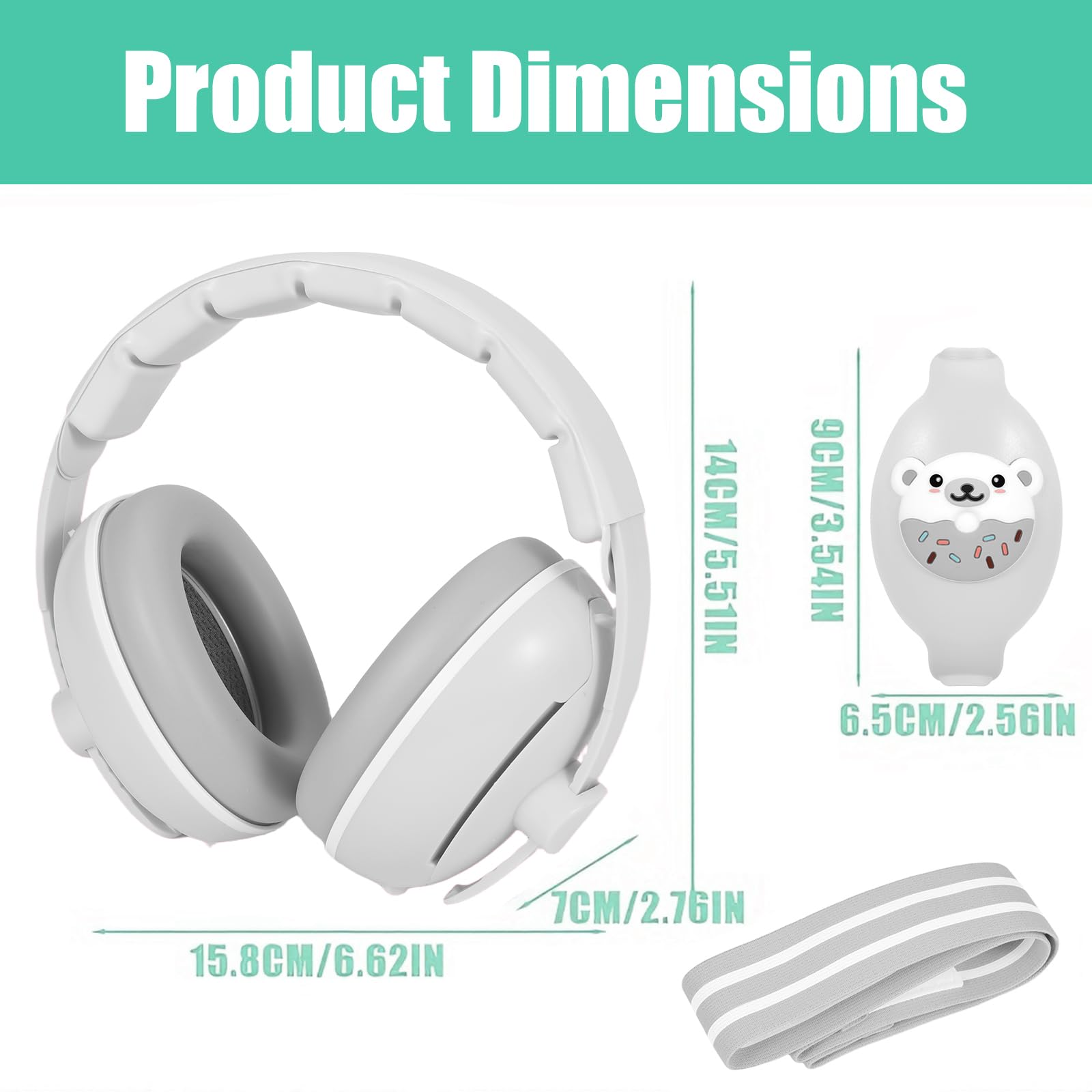 Vexaflow Cascos Bebe Antiruido, Con Bolsa de Transporte, para Sueño y Viajes, Protectores Auditivos Ajustables para Bebé y Niños de Hasta 48 Meses, Reducción de Ruido hasta 25dB - 3