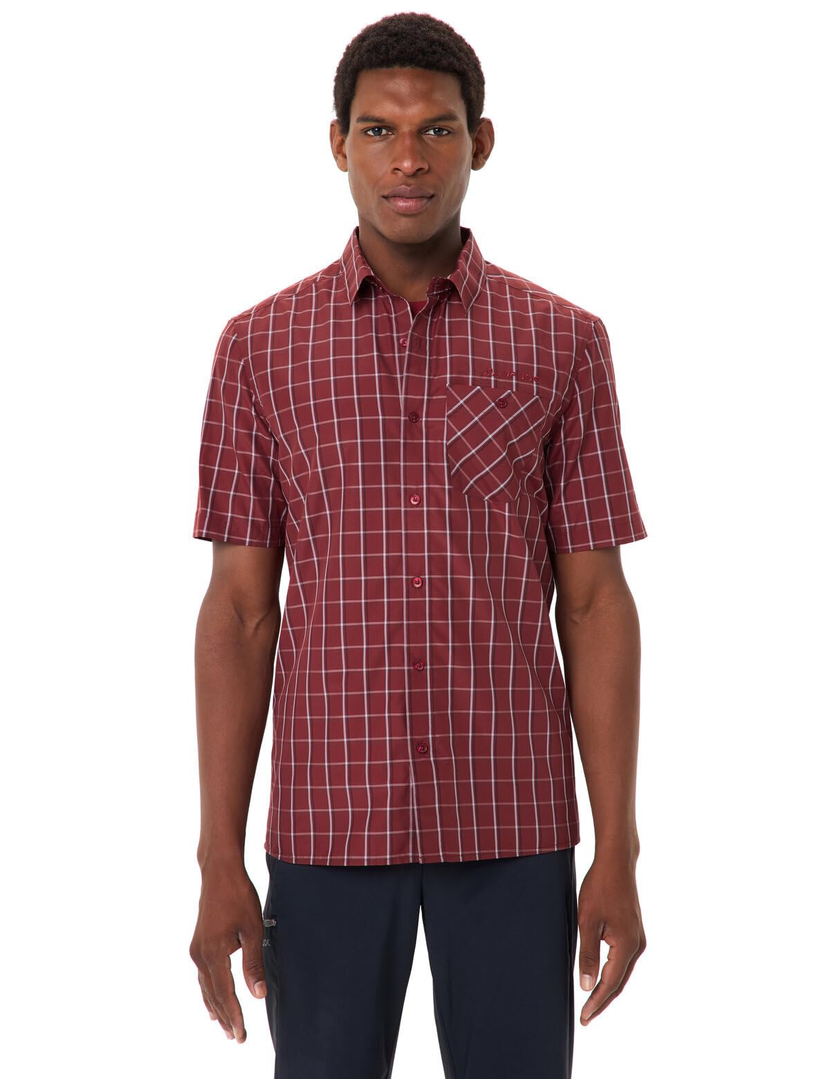 VAUDE Albsteig Shirt III, schnelltrocknend – Carmine Uni – Gr. L | Herrenhemd aus Lyocell mit UPF 50 – Kurzarm-Hemd schnelltrocknend und kühlend – 147 g – ideal zum Wandern