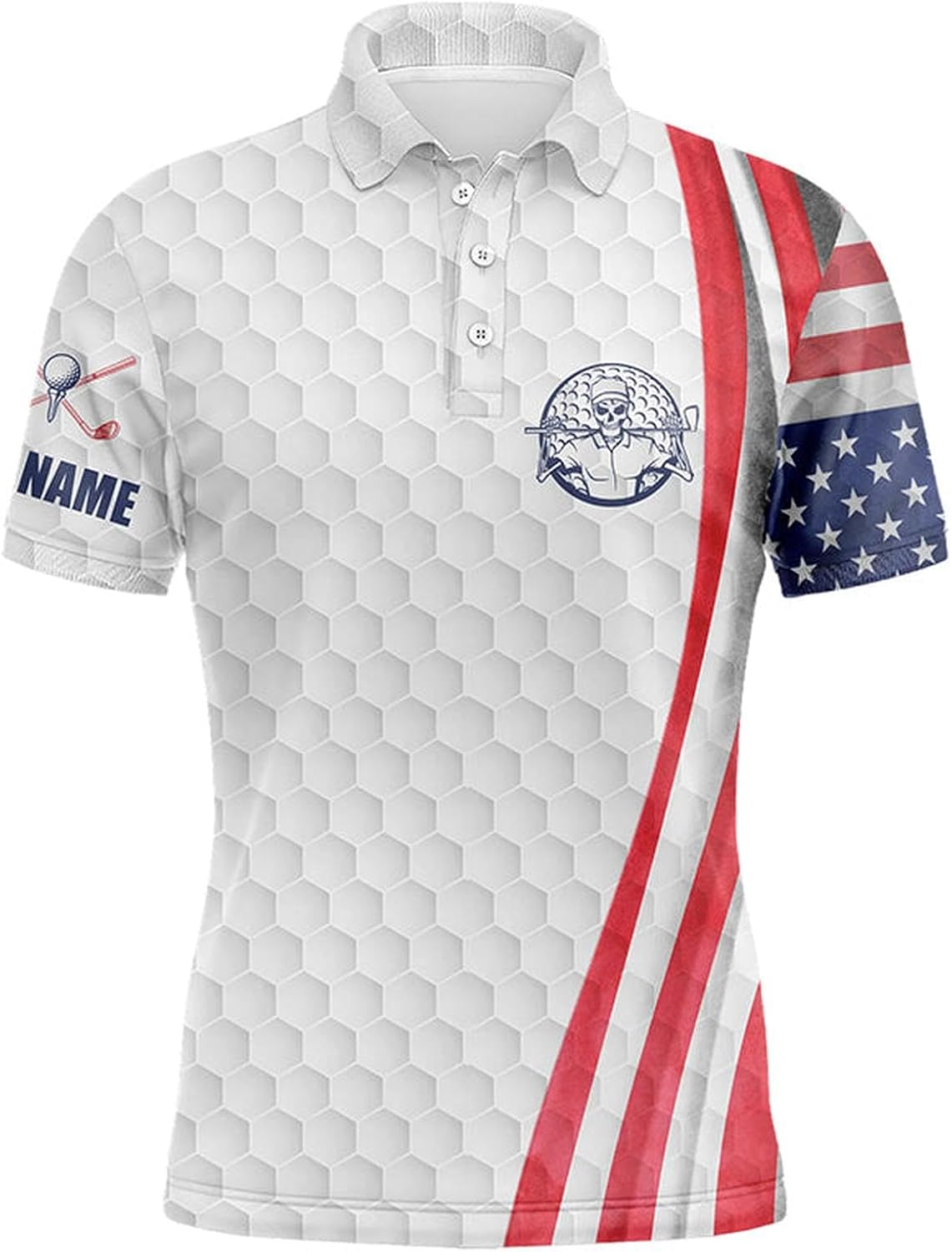 Men's American Flag Golf Polo Shirt - Custom Patriotic Design Comfortable Fit Perfect for Golf Enthusiasts Performance Golf Polo Shirt Personalized N6429