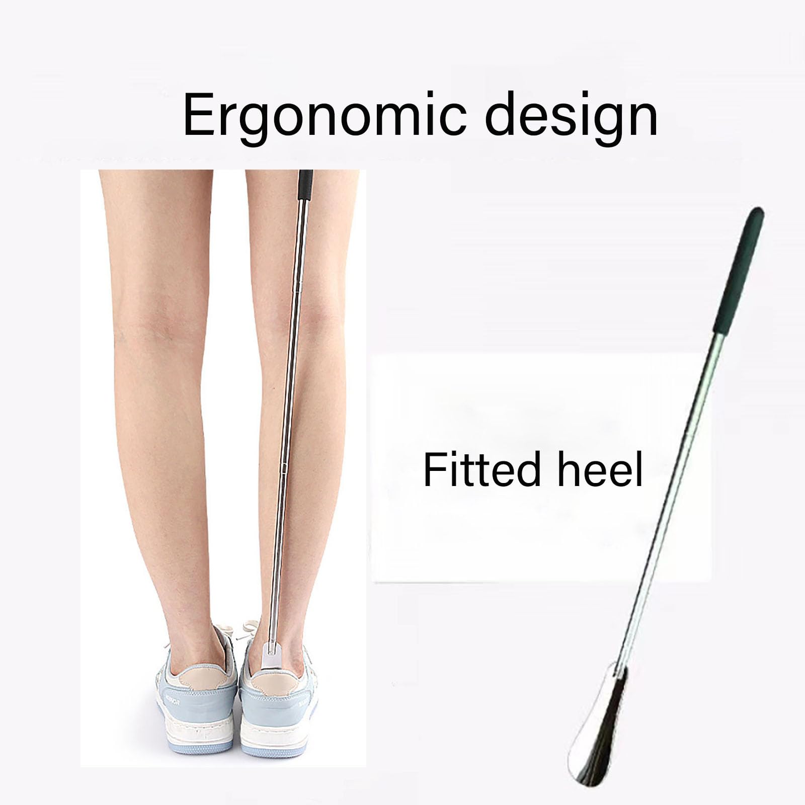 Chausse Pied Long Metal，Telescopique 31-65 cm，Chausse Pieds Long Manche en Métal，Chausse-pieds en Alliage D'aluminium，Chaussé Pied Manche Long，tire bottes