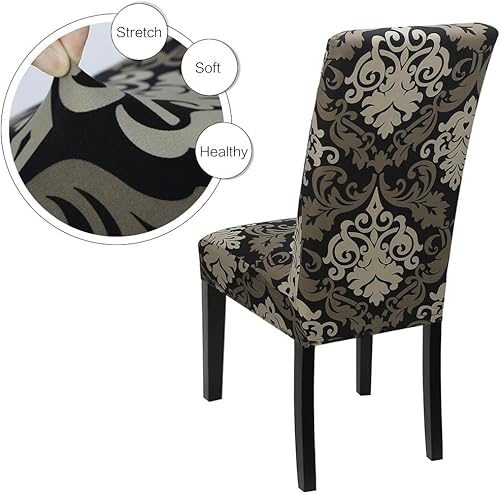 Miniatura 3 de Fuloon - Juego de 4 fundas protectoras para sillas de comedor, elásticas, removibles, lavables, cortas, para hoteles, comedores, ceremonias,