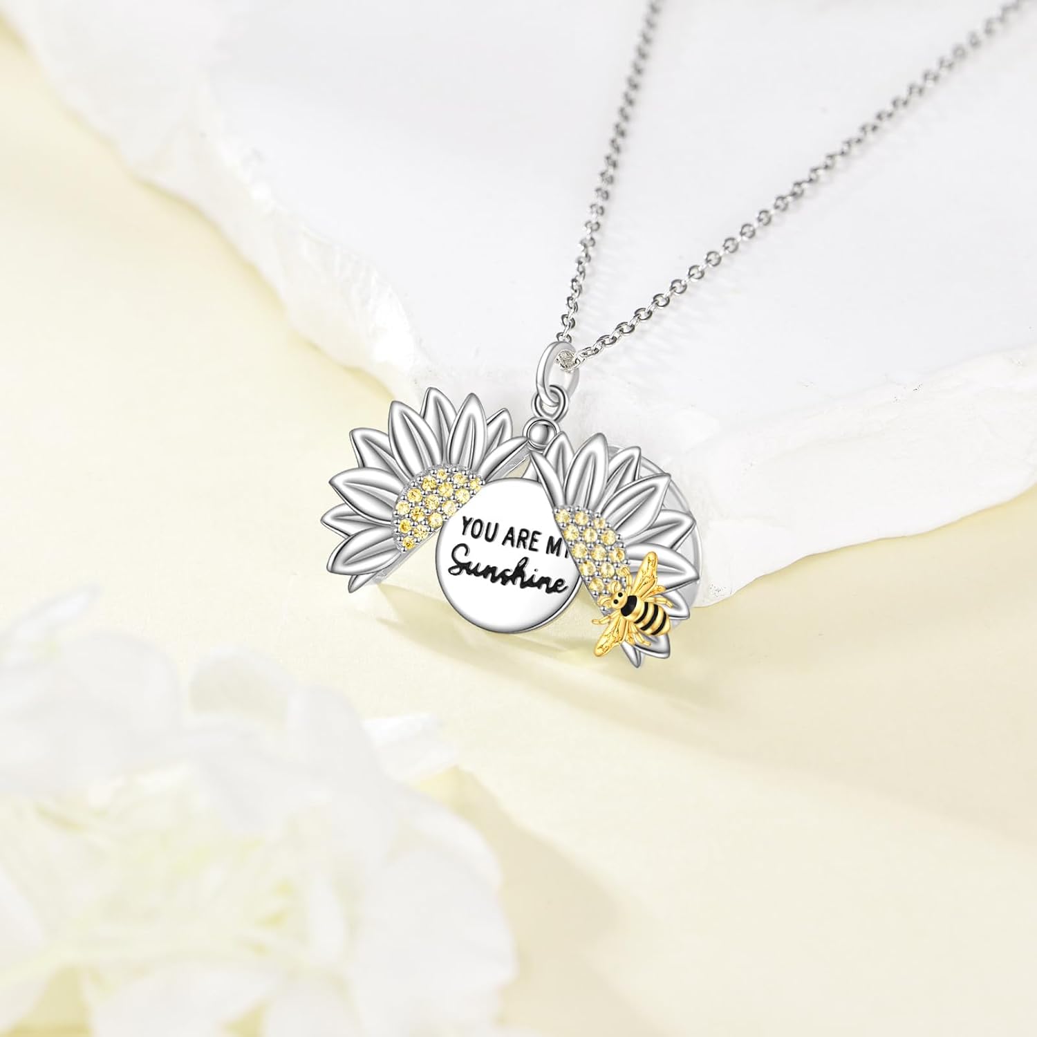 You Are My Sunshine Necklace 925 Sterling Silver Sunflower Necklace Sunflower Locket Sunshine Jewelry Gifts For Women Female - Image 2