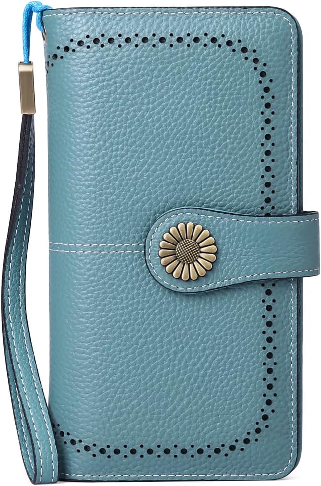 SENDEFN Wallets for Women Leather Credit Card Holder with RFID Blocking Large Capacity Wristlet