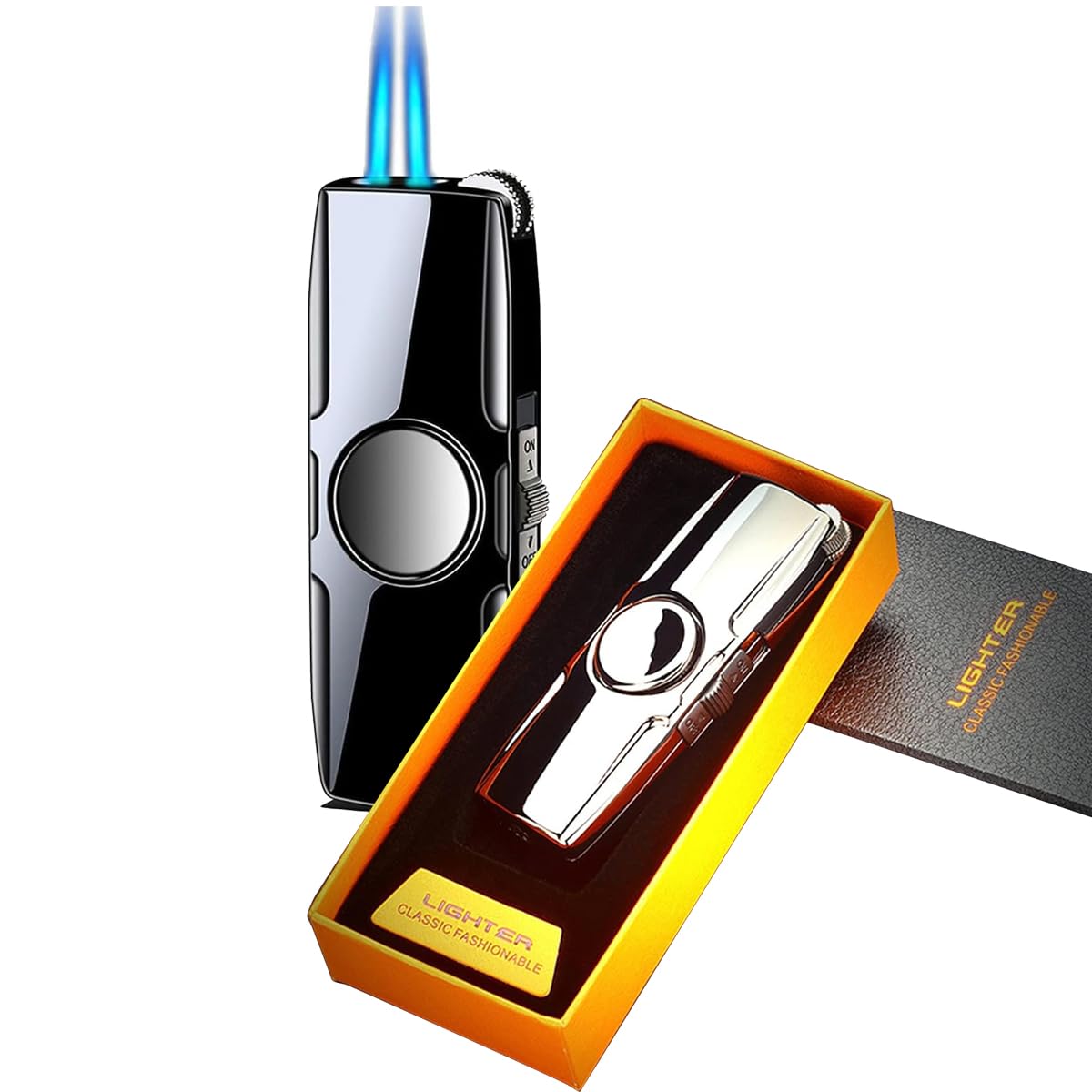 2x Butan Feuerzeuge Mit Jet-Flamme - Nachfüllbare Küchenfackel Für Camping & BBQ