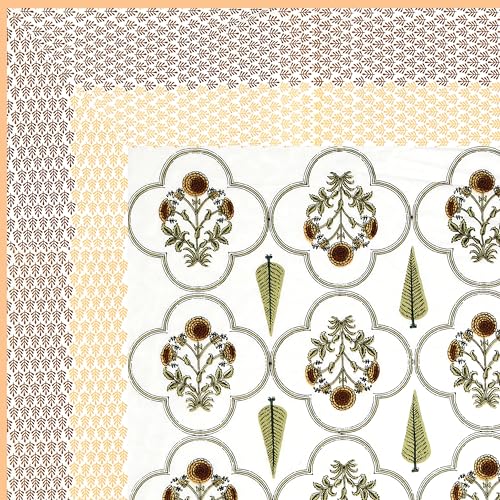 Image of BLOCKS OF INDIA 100% Cotton Dohar King Size Reversible Hand Block Printed Malmal Summer Dohar /Blanket (Color 57)