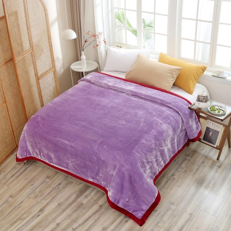 Hiyoko 11.5lbs Heavy 2Ply Embossed Blanket Reversible - Thick Warm Korean Mink No-Lints, Valentine’s San Marcos Fleece Blanket, Mexican Blankets for Adults 85" x 95" Burgundy/Lavender - Image 8