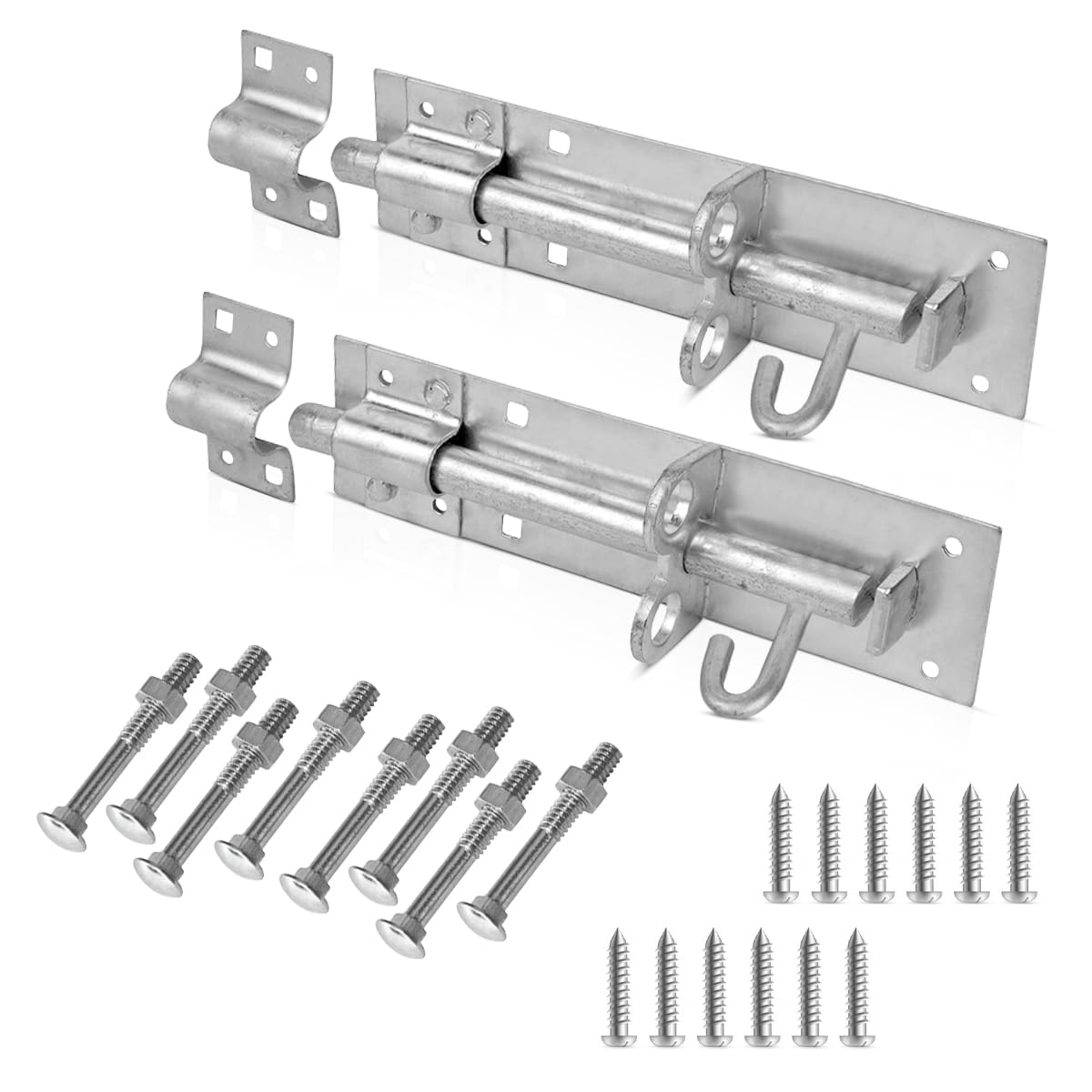 onesto Pack of 2-8” Brenton Bolt with BZP Finish – Heavy Duty Steel Door Bolt with Fixings – Ideal for Gates, Sheds, Garages & Outdoor Doors