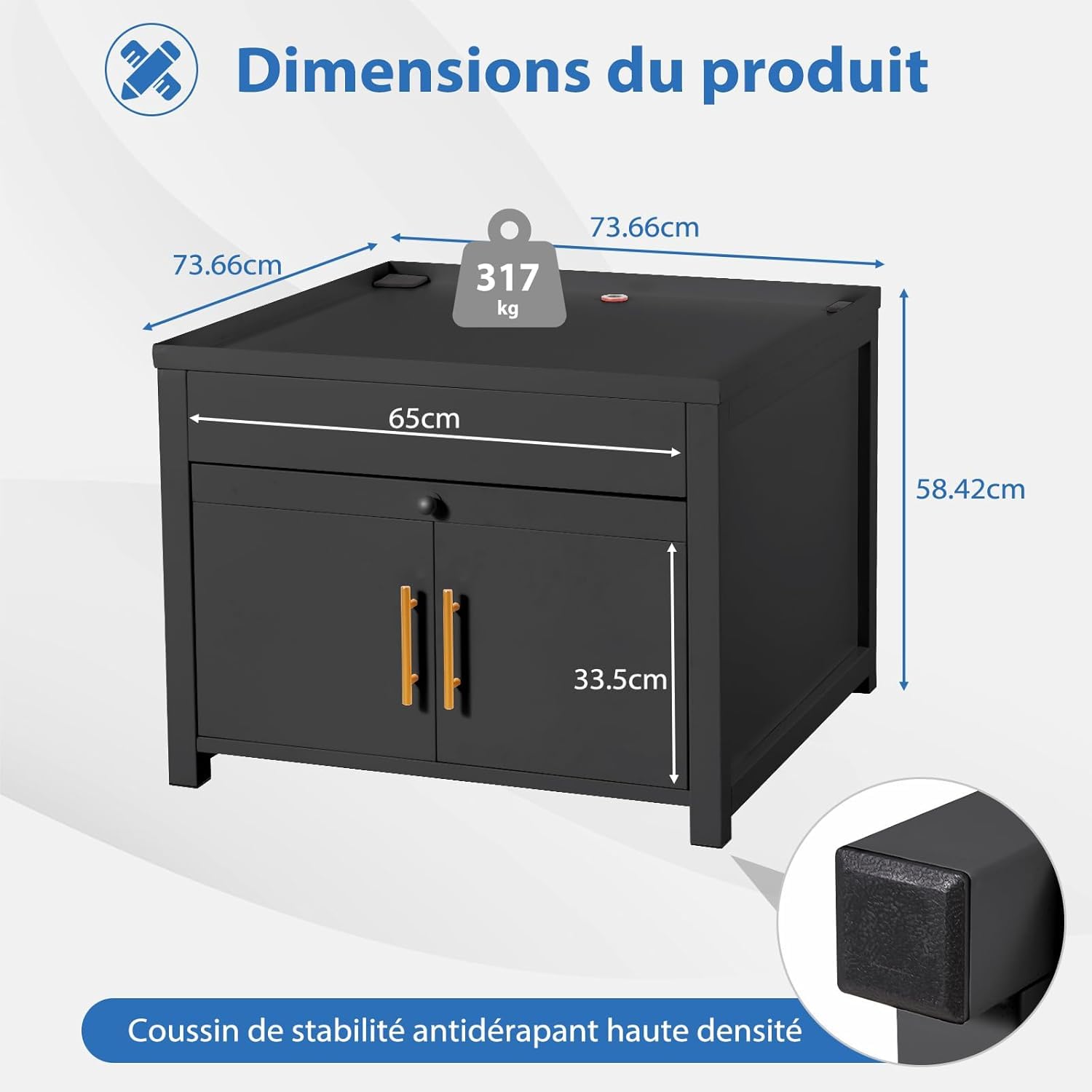 YODOLLA Meuble Machine à Laver|avec Tiroir et Placard de Rangement|Ch.320KG