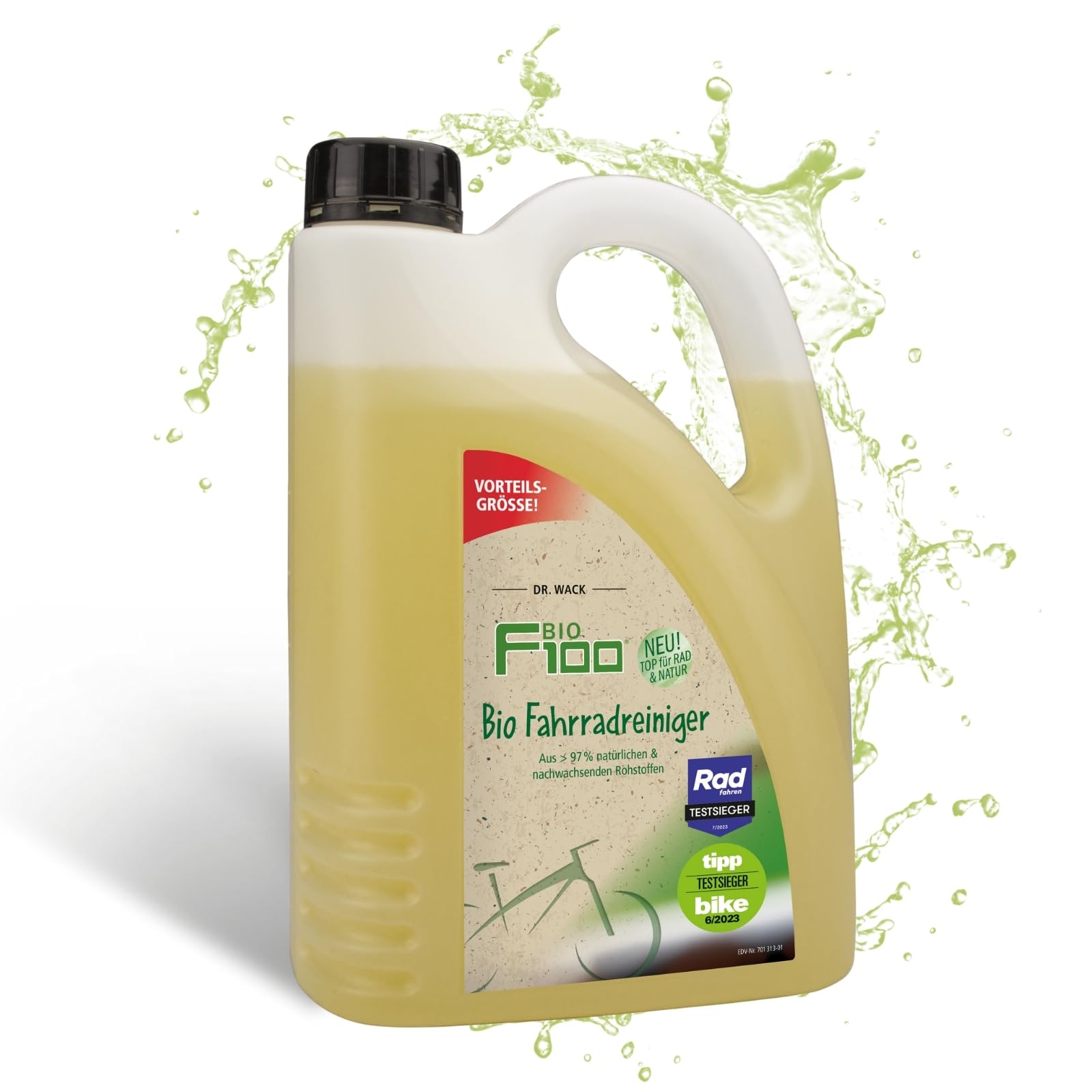 DR. WACK - F100 Bio Fahrradreiniger 2 Liter - Reinigungsmittel für das gesamte Fahrrad - Bio Fahrradpflegemittel - Reinigungsspray biologisch abbaubar & materialschonend - Hochwertige Fahrradpflege