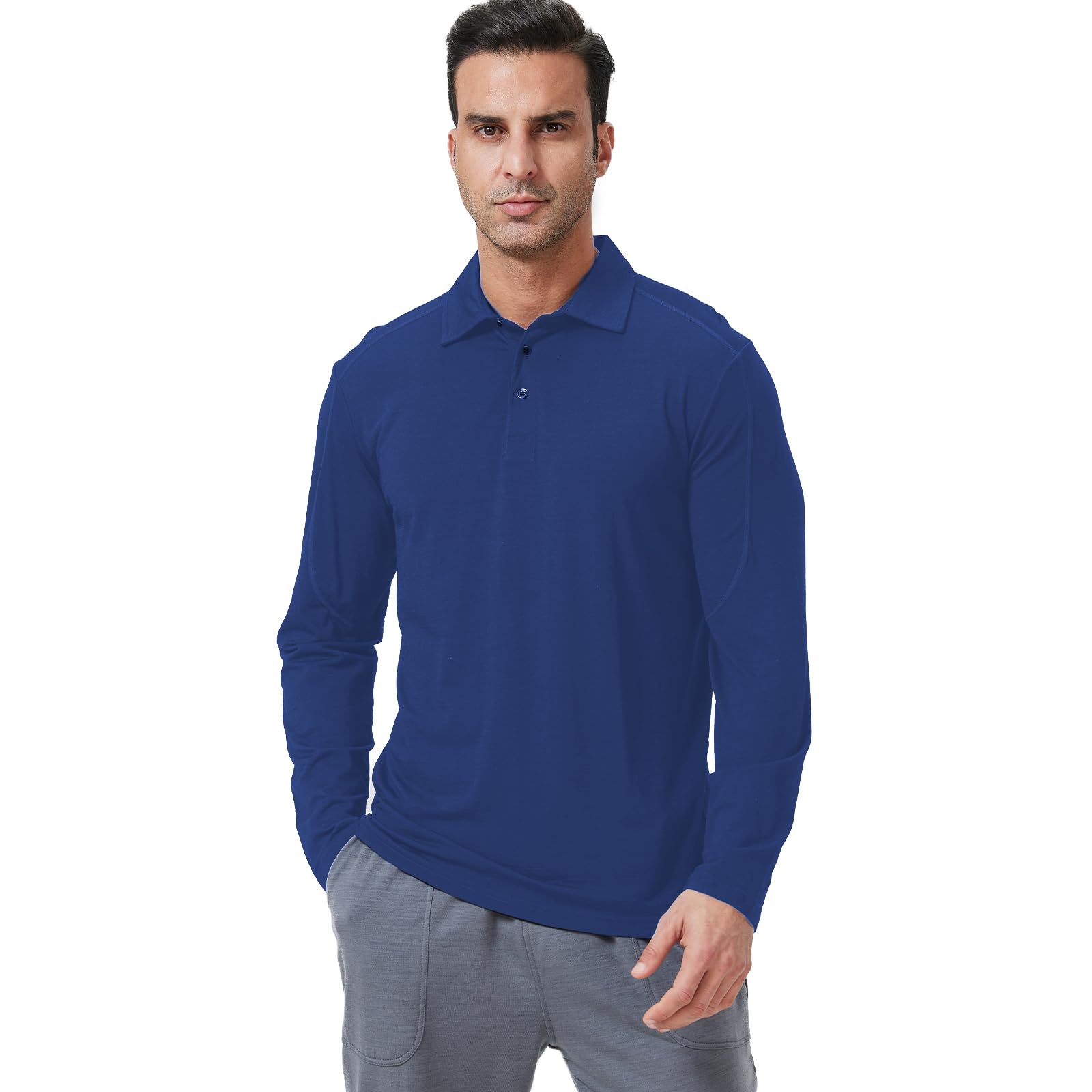 Men's Merino Wool Polo Shirt - Odor-Proof 100% Merino Wool Shirt for Men with Long Sleeves