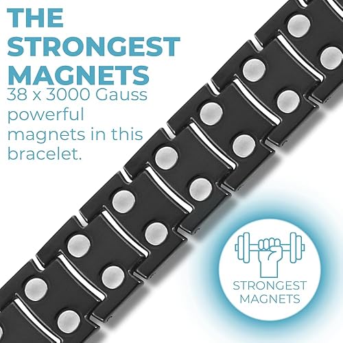 Miniatura 8 de Willis Judd Pulsera magnética de titanio para hombre, pulseras magnéticas para hombres, longitud ajustable de la pulsera con herramienta de tamaño