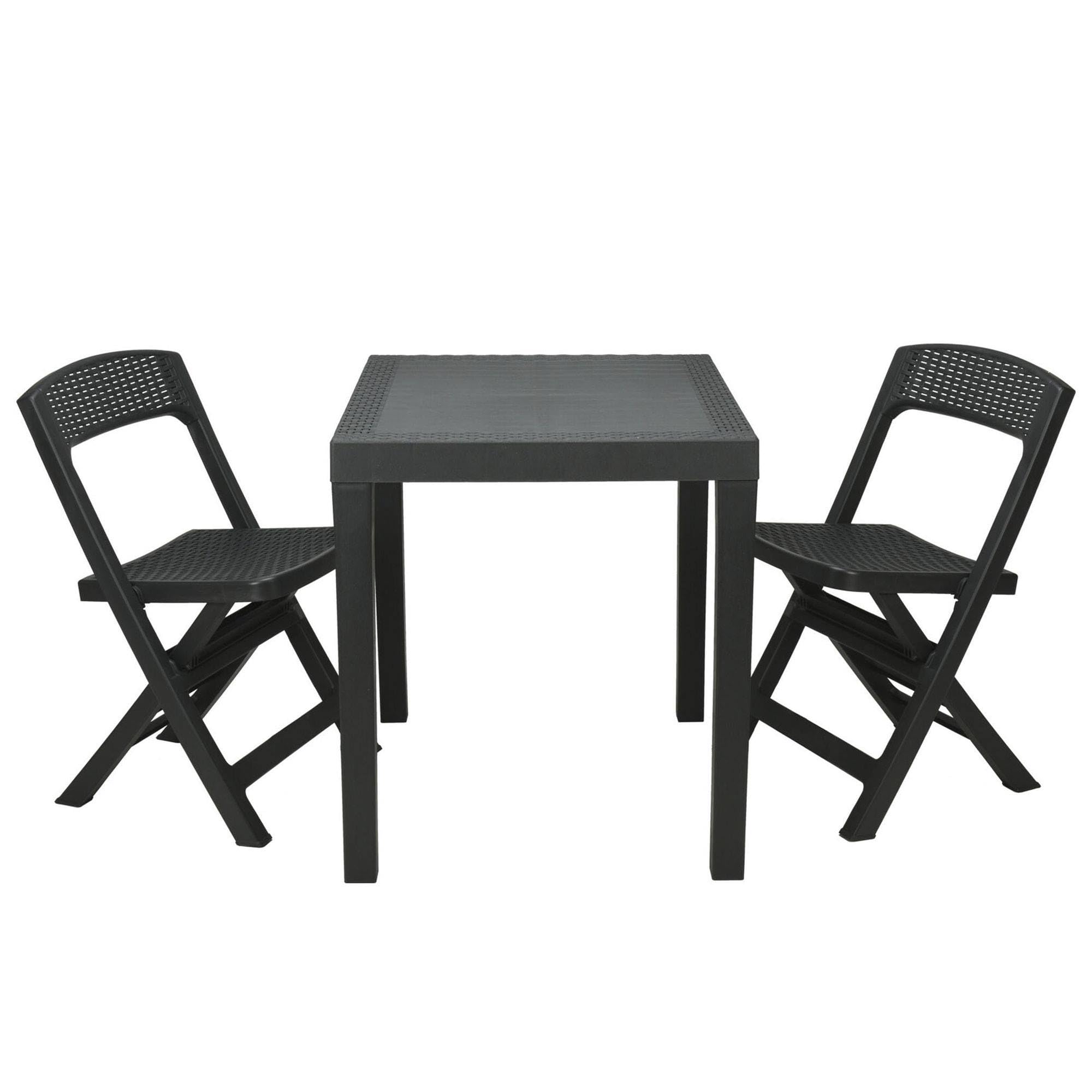 WELL HOME – Garden Set 'Poker' Table + 2 Chairs in Anthracite