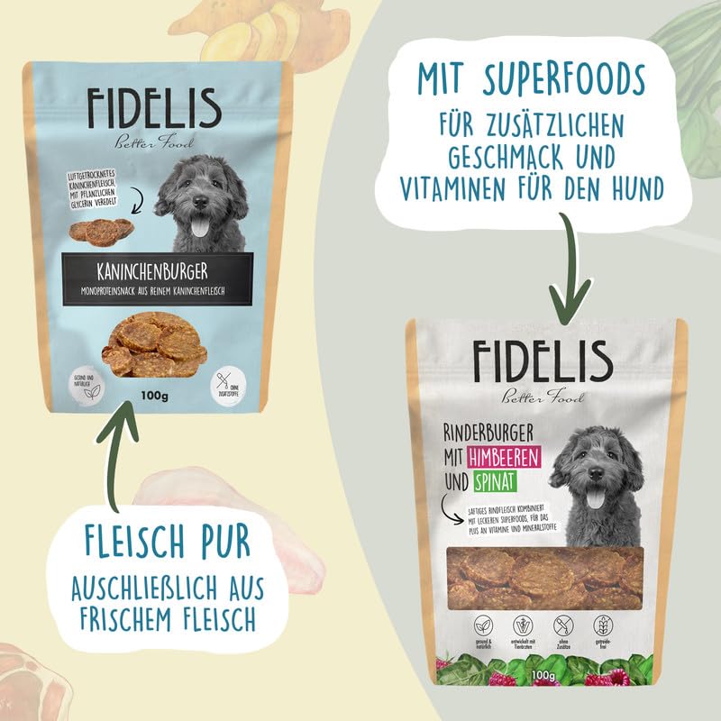 Fidelis - Premium Naturleckerlis für Hunde: Luftgetrocknete Hunde Leckerlis aus 100% natürlichen Rohstoffen - Pferdefleisch, Glycerin - 100 Gramm