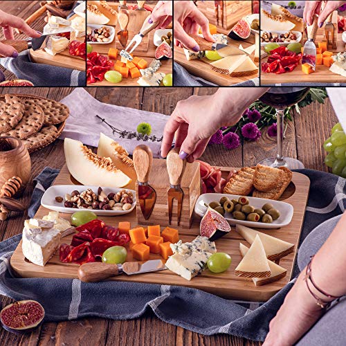 Exquisite Cheese Board and Knife Set by Maison del Mar - Charcuterie Board Set & Cheese Serving Platter for Meat, Wine, Crackers - Gift Idea for Women, Birthday, Wedding, Anniversary, Housewarming - Thumbnail 2