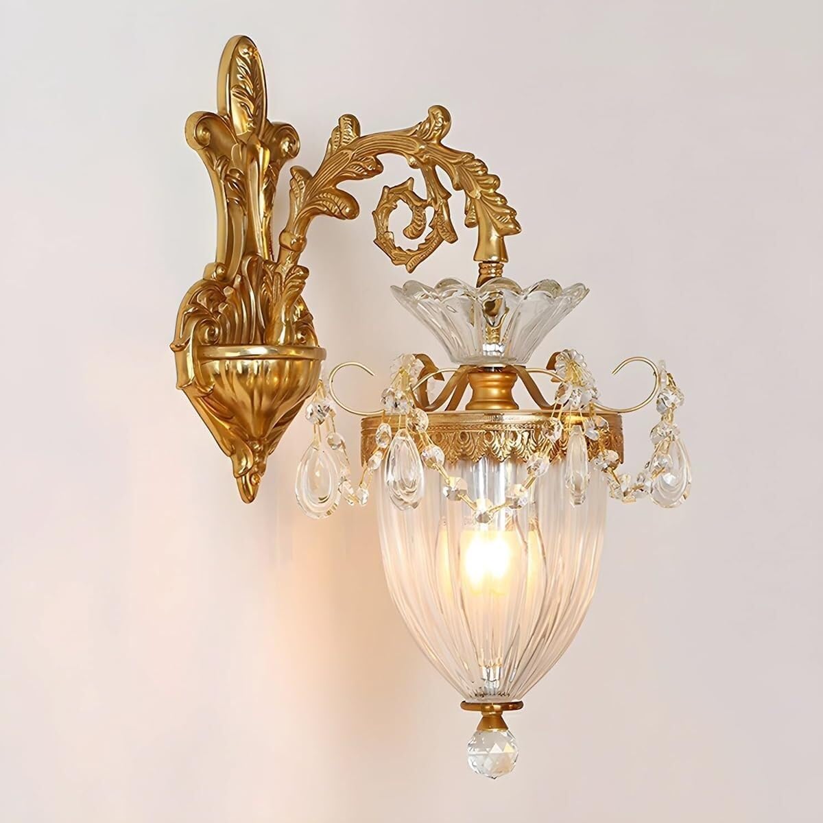 European 1/2-light Gold Crystal Wall Sconces Nordic Modern Wall Mounted Lamp Indoor Home Art Decorative Wall Light Creative Fixtures for Living Room Bedroom Study Room Vanity Gallery