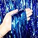 3 Pack Foil Curtains Metallic Foil Fringe Curtain-JVIGUE，Birthday Party Photo Backdrop Wedding Event Decor (Blue Decorative Streamers)