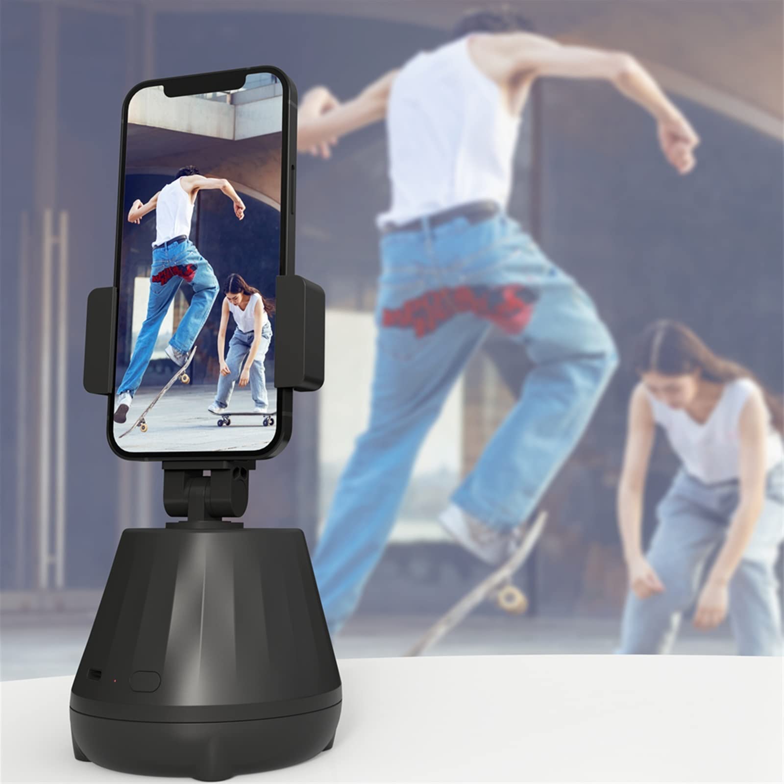 Videocamera, Face Tracking Smart Gimbal Stabilizzatore Supporto for telefono cellulare con rotazione automatica Selfie Stick Wireless Stand for Live Cast(White)