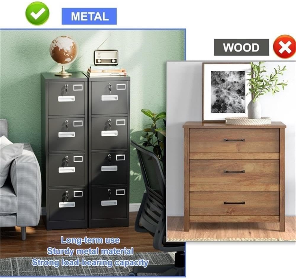 Pemberly Row 4 Drawer Vertical File Cabinet Metal Office Files Storage Cabinet