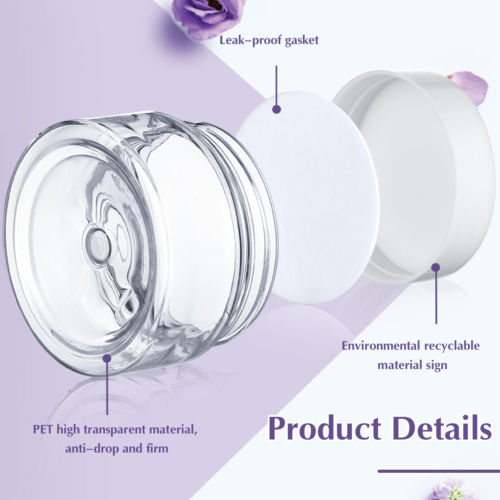 SATINIOR 500 Stück 28 g Kunststoffgläser, leere Kosmetikbehälter mit weißem Deckel, auslaufsicher, rund, transparent, Make-up-Probenbehälter für Cremes, Lotionen, Salben, Lidschatten, Make-up,