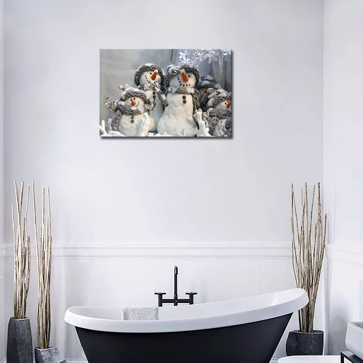 Christmas Wall Art Four Lovely Snowman Wall Art Winter Wall Painting Pictures Print On Canvas Art Picture for Living Room Home Modern Decoration