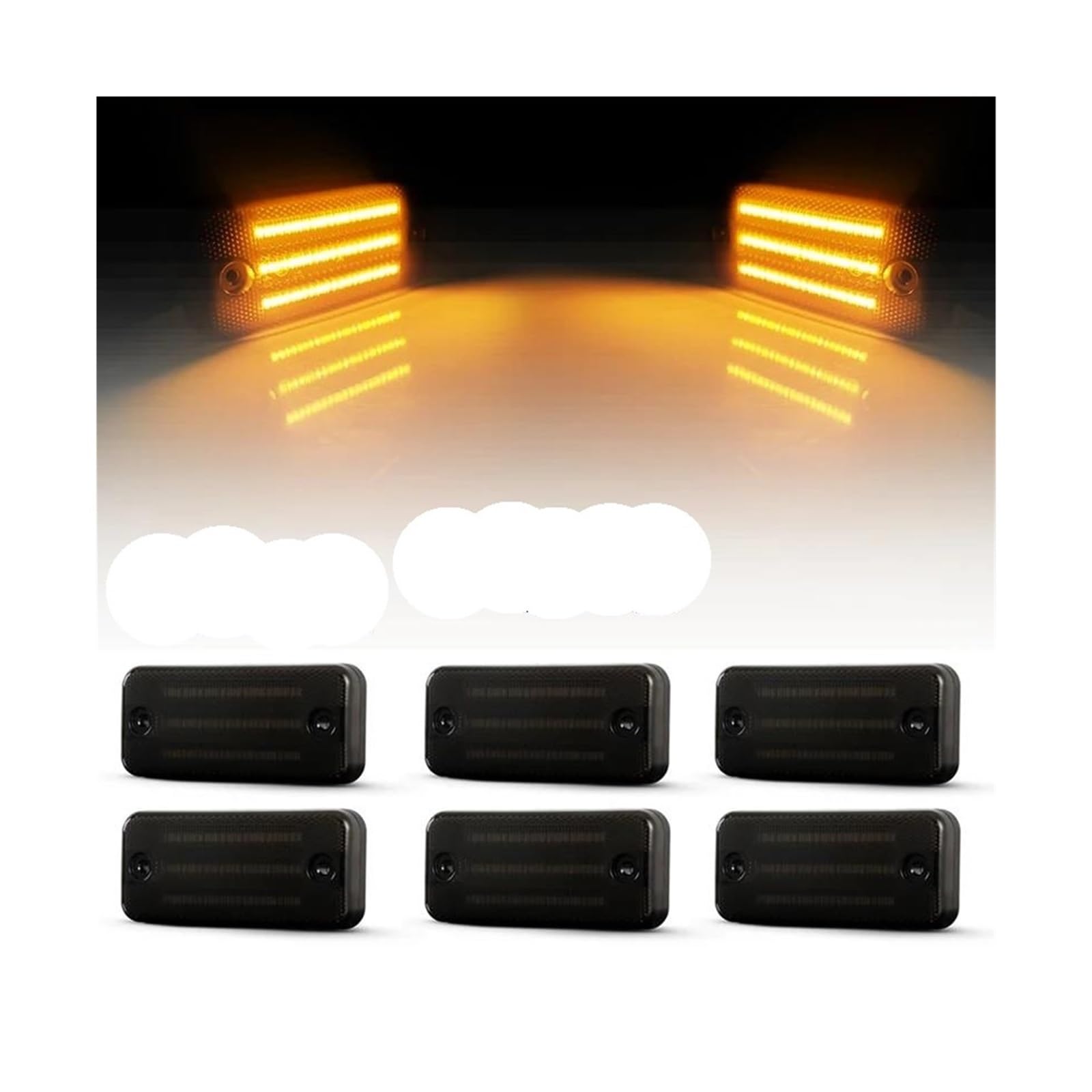 Feu Clignotant Latéral 2 Pièces LED Feux De Position Latéraux Dynamiques Clignotants De Voiture Clignotants Pour Renault Pour Magnum Pour Midliner 1990-2013 (6PCS Black)