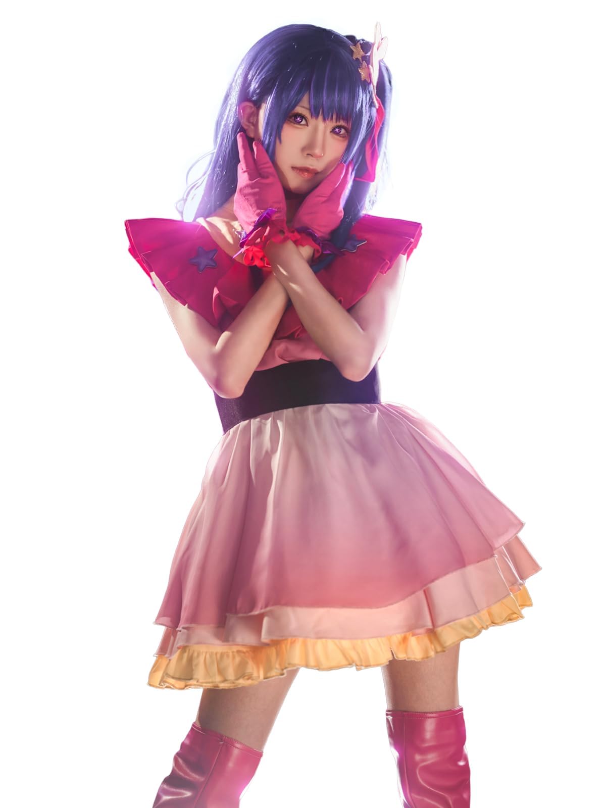 CR ROLECOS Anime Cosplay Set Hoshino Ai Hoshino Rubii Cosplay Costumi con Wig, Oshi No Ko Cosplay Costumi per ragazze, Halloween Carnevale Compleanno Festa Natale