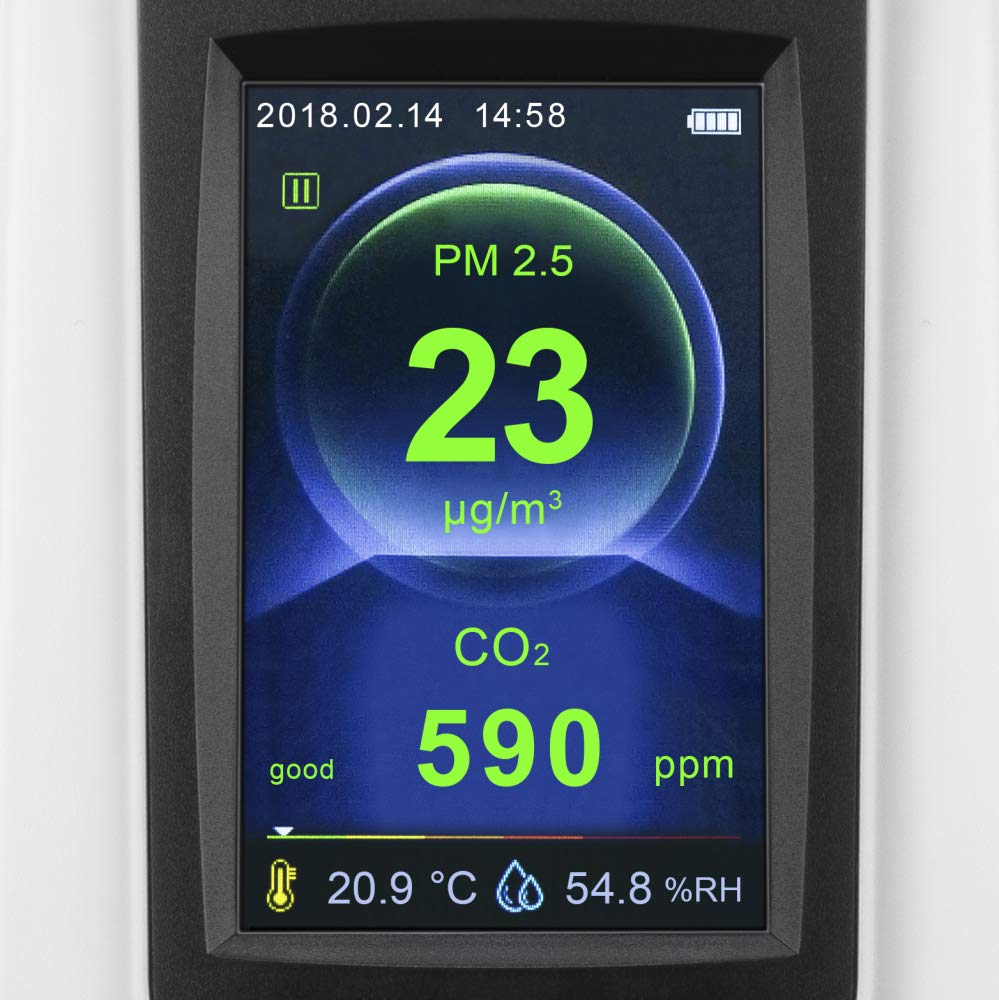 TROTEC CO2-Luftqualitätsmonitor und Partikelmessgerät BQ30 CO2 Ampel, Luftqualitätsmessungen, Kontrolle der Feinstaub- und CO2-Belastung