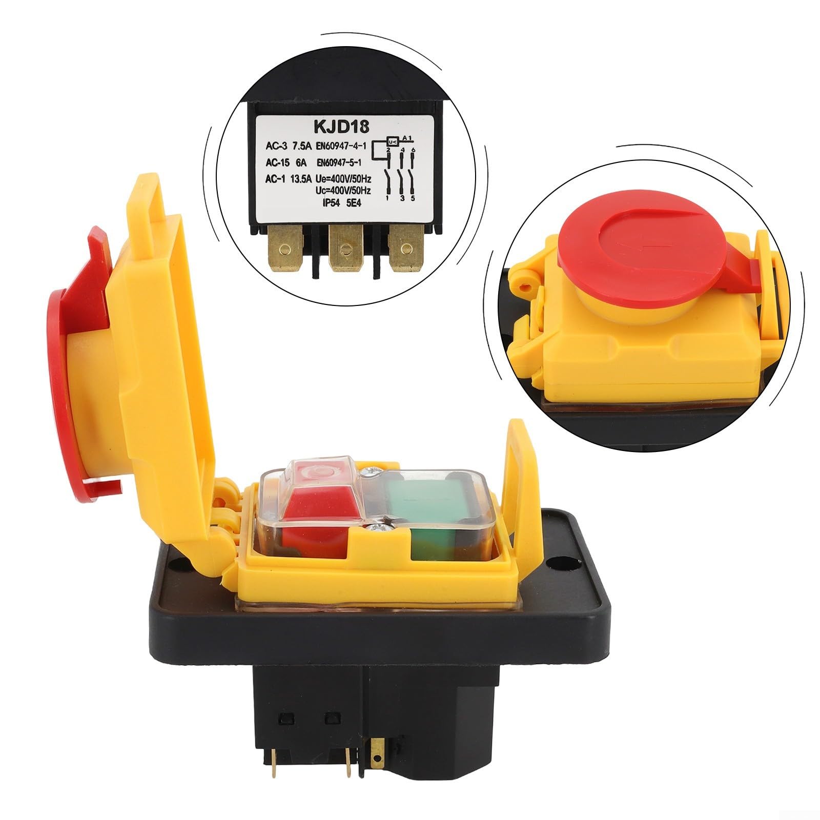 Zilimontt Per KJD18 interruttore a pulsante elettromagnetico a 7 poli, prestazione affidabile con una funzione impermeabile che lo rende adatto per ambienti umidi, pulsante a pressione impermeabile