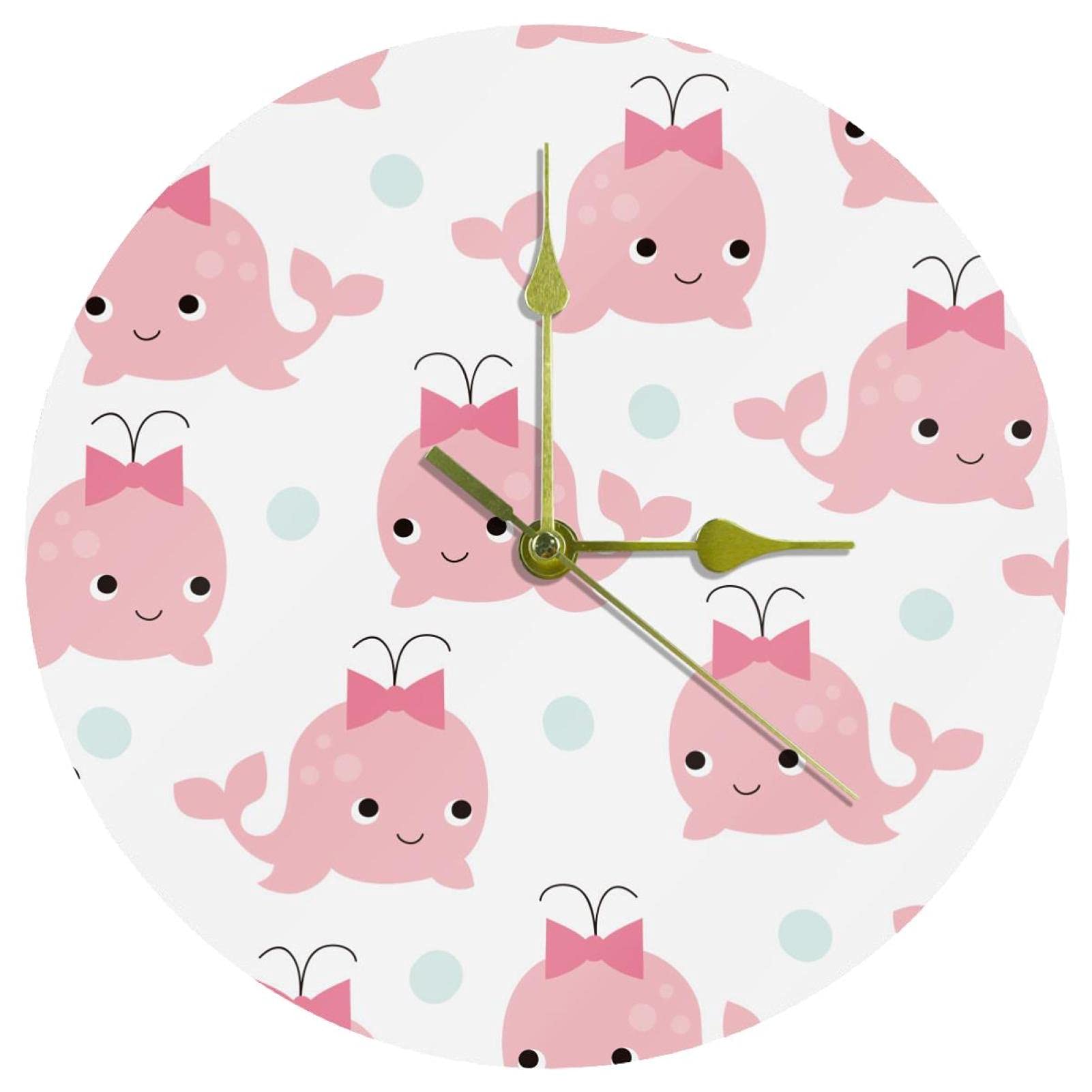 Horloge murale sans tic-tac en acrylique rose fonctionnant avec piles