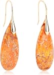 2pcs Natural Stone Earrings, Fishhoop Dangle Drop Earrings Drop Stone Pendant Ear Decoration Trendy Statement Jewelry for women
