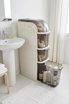 XL Slim Tekerlekli Organizer Dolap, 4 Çekmeceli Dar Alan Depolama Ünitesi, Banyo, Mutfak ve Çamaşır Odası İçin Çok Amaçlı Aralık Dolabı, 95x20x38,5 cm