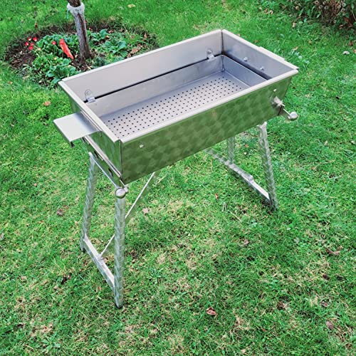 Edelstahgrill Angler Picknick Grill mit klappbaren Beinen Campinggrill Schaschlikgrill Holzkohlegrill Mangal рыбацкий мангал гриль Шашлычница Edelstahl V2A (60x30cm)