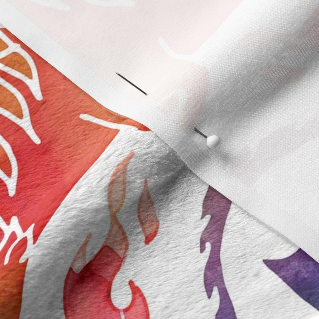 Spoonflower Fabric - Dragon Fire Rainbow Cute Fantasy Watercolor Fairy Tale Flying Printed on Minky Fabric by The Yard - Sewing Baby Blankets Quilt Backing Plush