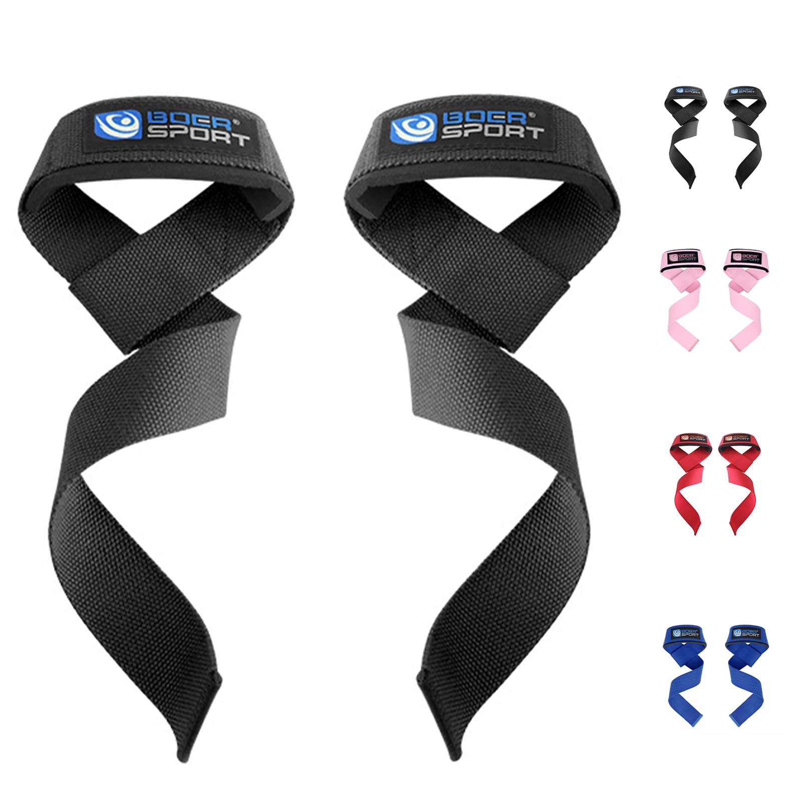 Weight Lifting Straps for Deadlift & Pull Ups – 62cm Long Polyester Webbing with EVA Cushion, Adjustable Loop, Anti-Slip Gym Grips for Powerlifting, Bodybuilding (Black)