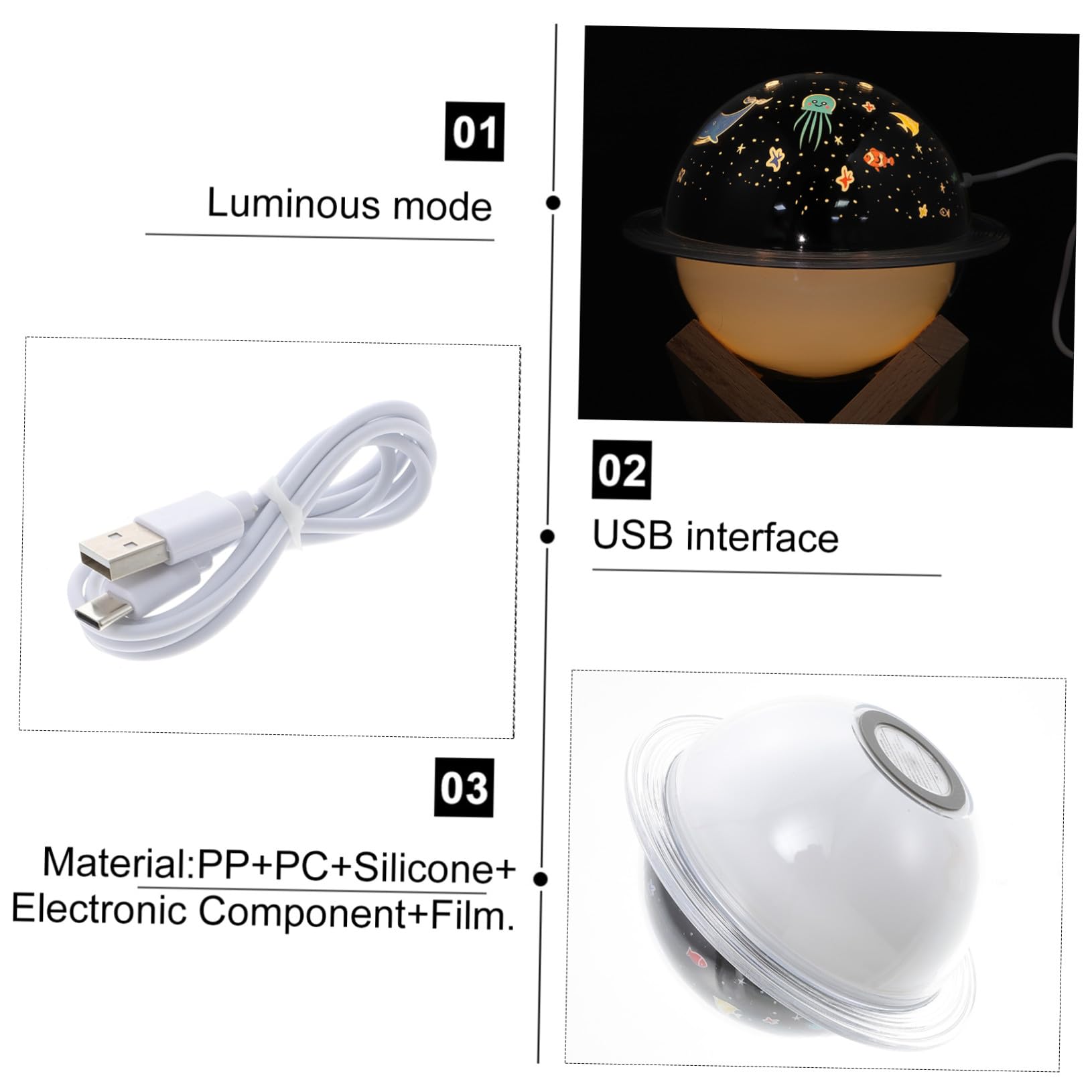 Gatuida Umidificatore LED Piccolo per Notte Luce Colorata, Capacità 250ml, Spruzzo Continuo e Doppia Modalità Nebbia, Silenzioso la Camera da Letto