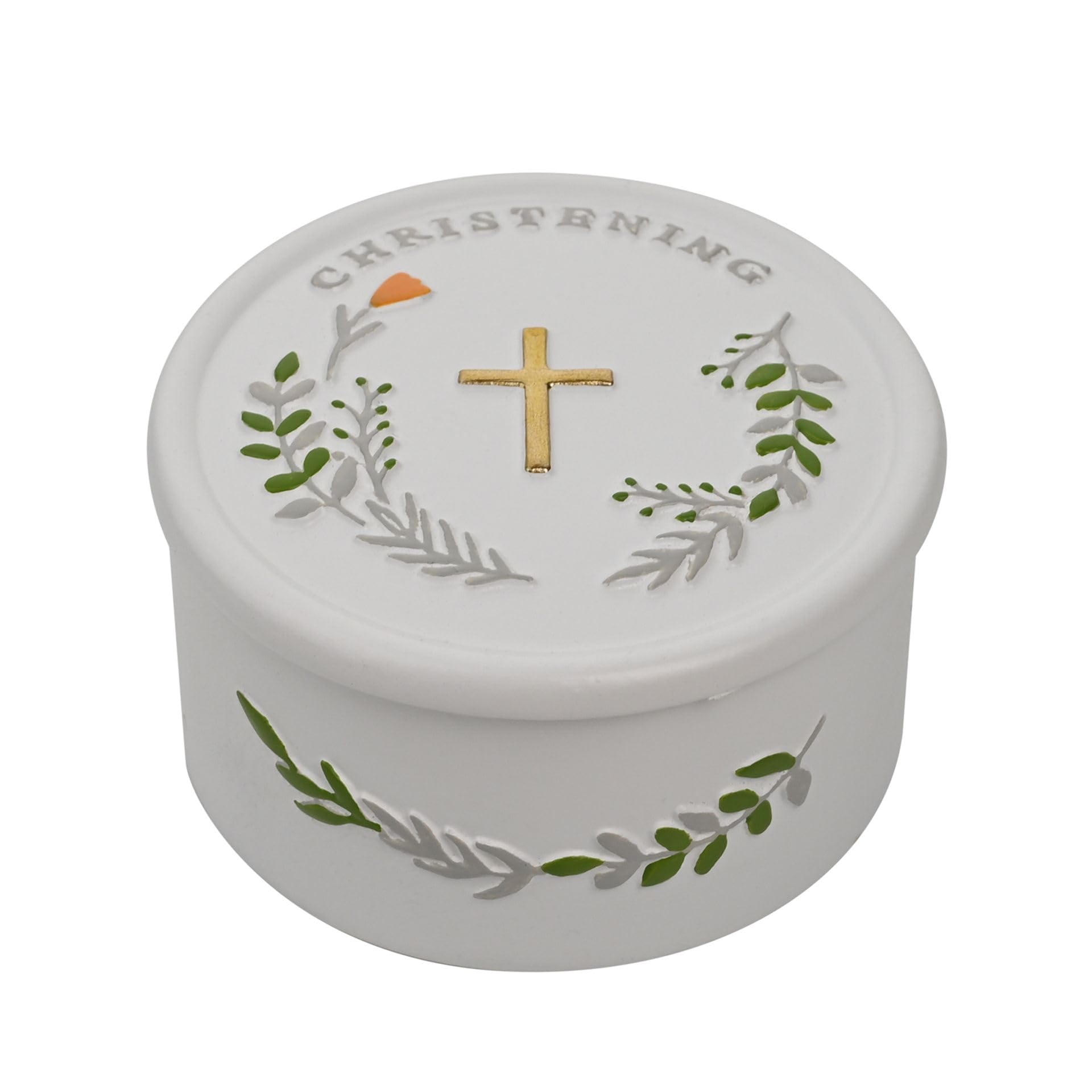 Widdop And Co White Widdop Faith And Hope Resin Christening Trinket Box - Perfect For Christening Presents- Christening Keepsake Box Gift