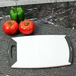 Kichen Cutting Board | Dishwasher Safe | Reversible Design | Chopping Food | Baking Cooking Meat, Black/White 12.5-in x 8-in Non-Slip Poly Cutting Board with Soft Grip Edges