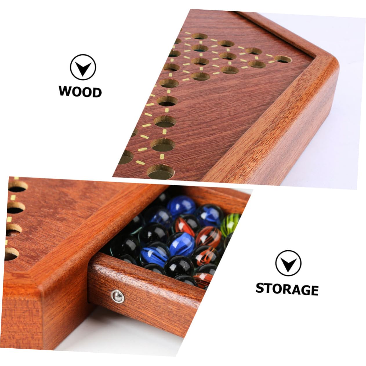 BESTonZON 1 Jeu Dames Jeu De Plateau De Société De Saut D'échecs Stratégique Puzzle De Billes Chinoises De Société Halma ?x De Société? Jouet Casse-tête en Bois Brown